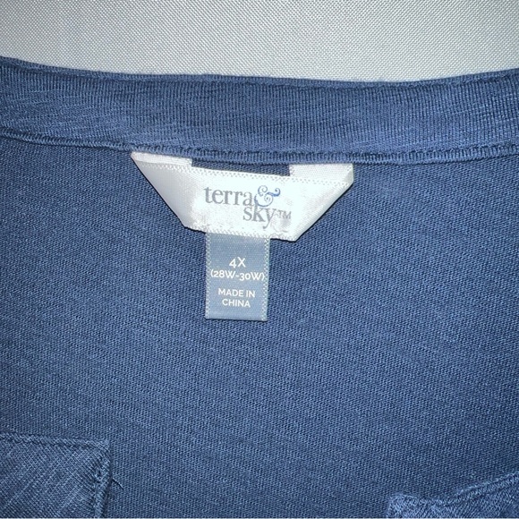 Terra & Sky BOHO Floral Embroidered Blouse 3/4 Sleeve Lace V-Neck Women’s Sz 4X - Picture 4 of 8